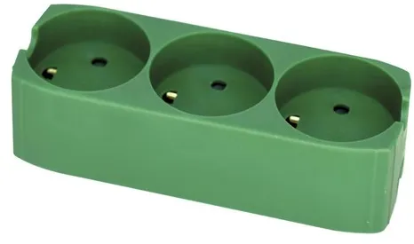 Gripo-grenuttag med 3 uttag och jordning, Grön